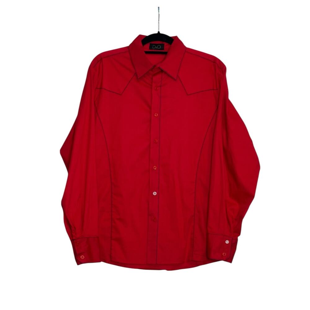 DuO red long sleeves western button shirt size Medium